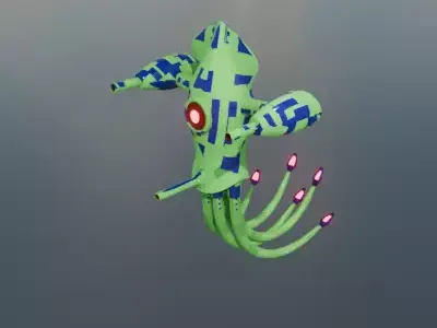 Scifi Spcae Squid Low-poly 3D model