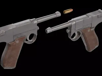 Glisenti Model 1910 pistol Low-poly 3D model