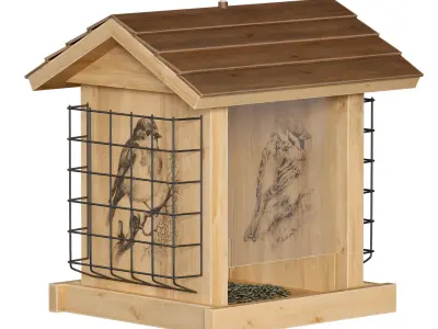 Bird feeder cage birdhouse 3D model