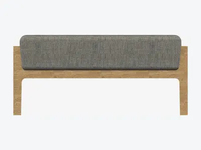 Furniture - Sofa - Contemporary - Oak - Footstool Low-poly 3D model