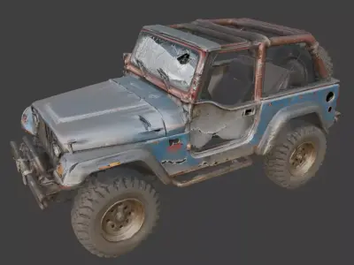Damaged Post Apocalyptic Off Road Jeep 3D Model V01 Low-poly 3D model