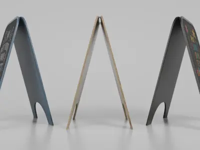 Urban Storefront Signage Pack - Customizable Chalkboards 3D model