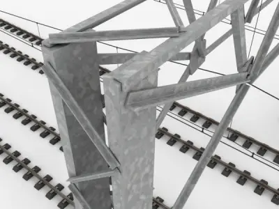 Railway Track and Catenary 3D model