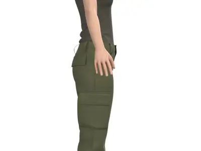 Womens Tactical Cargo Pants and Shirt  3D model