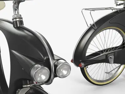  Vintage Futuristic Bike with Streamlined Frame Black Rigged 