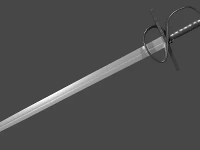 Caroling sword with Flamberge handle Low-poly 3D model