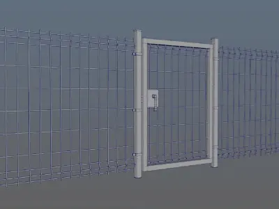 Metal gates and grating wall PBR low-poly game ready Low-poly 3D model