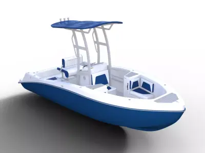 Modern Center Console Fishing Boat Low-poly 3D model purchase