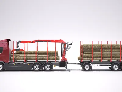 Generic Logging Truck and Trailer 3D model