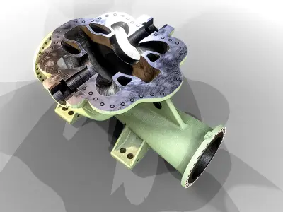 Split Casing Centrifugal Pump Housing Low-poly 3D model