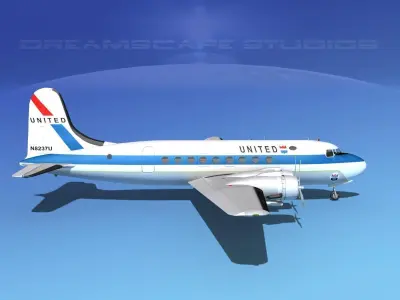 Douglas DC-4 United Airlines 2 3D model