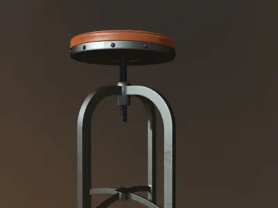Adjustable Height industrial stool 3D print model