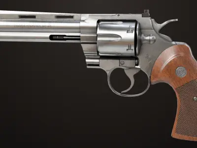 Revolver 05 Silver Colt Python All PBR Unity UE Textures Low-poly 3D model