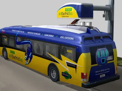 Proterra Electric bus King County livery Extended Low-poly 3D model