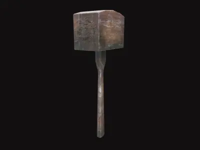 Medieval Wooden Hammer V02 Low-poly 3D model