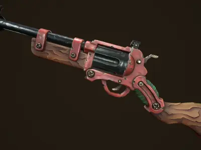 Modular combat rifle shotgun revolver Low-poly 3D model