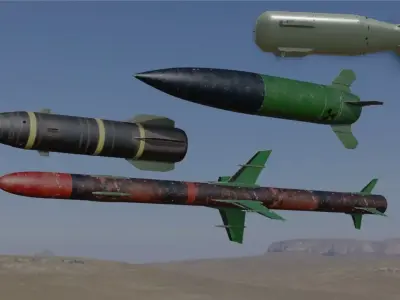 Rocket nuclear bomb in sky 3D Model Collection