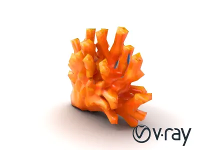 Single Coral Fan Shape Textured Vibrant Model Pack Low-poly 3D model
