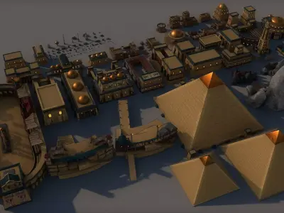 Ancient Egyptian City Pack Low-poly 3D model