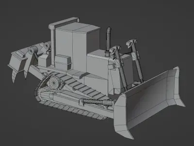 Bulldozer Low-poly 3D model Low-poly