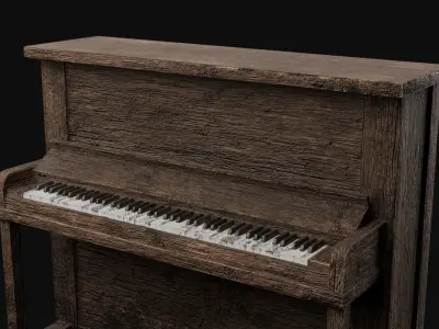 Low-Poly OId Wooden Piano Low-poly 3D model