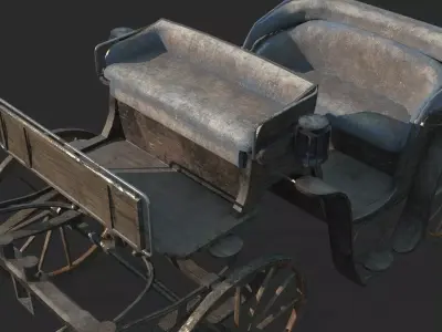 around the 17th century horse-drawn carriages 3D model