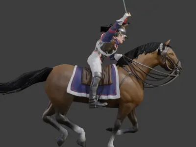 Napoleonic Cuirassier Low-poly 3D model