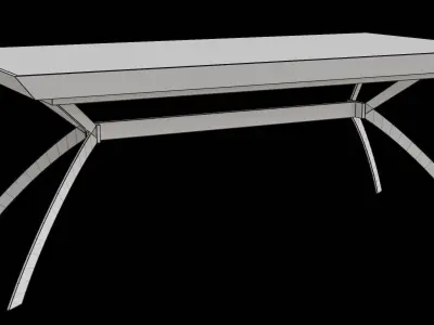 Black Metal White Marble Simple Table Low-poly 3D model