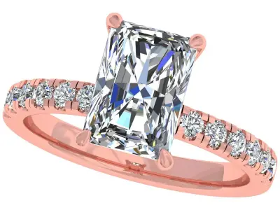 Radiant Stone Solitary Engagement Ring 3D print model purchase