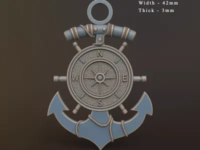 Marine Anchor Pendant - 3D Printable 3D print model