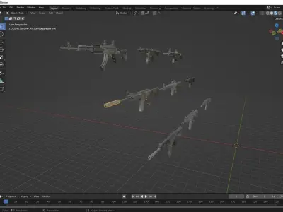 guns rigged rifle pack 3D model