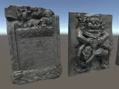 PBR Wall Reliefs Low-poly 3D model