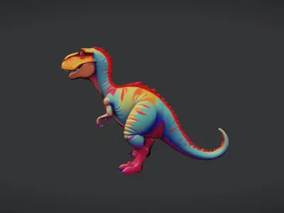 Colorful cartoon dinosaur 3D Game Ready Model 3D model