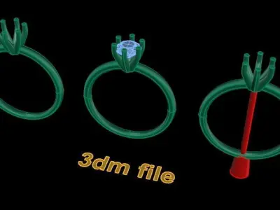 Dainty Solitaire 6 Prong Engagement Ring 5MM 3D print model
