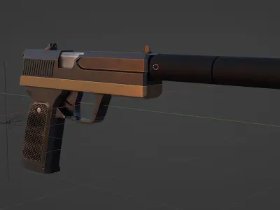 Animated pistol Free 3D model