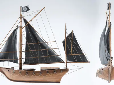 Old wooden ship 3D model