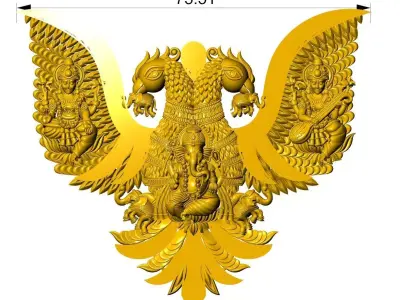 Royal Gandaberunda Mythological Bird Relief Design 3D print model