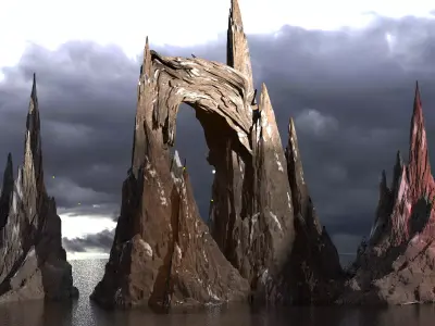 Stylized Snow Mountain rock cliff 3 versions 3D model