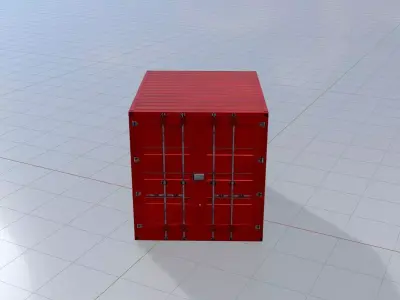 Shipping-cargo-Container traffic red 10ft Low-poly 3D model