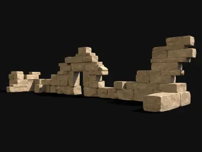  ARABIC DESERT RUINS EGYPTIAN SAND STONES DEBRIS Low-poly 3D model