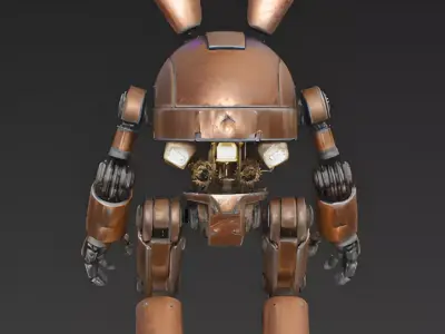 Realistic Cyberpunk Easter Rabbit Mech 3D Model Low-poly 3D model