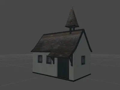 Old chapel Low-poly 3D model