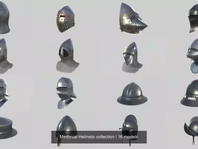 Medieval Helmets collection 3D Model Pack