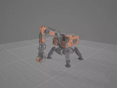 Heavy walking excavator Low-poly 3D model