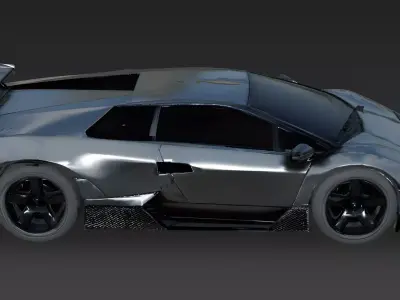 Realistic Stealth Carbon-Fiber Supercar 3D Model Low-poly 3D model