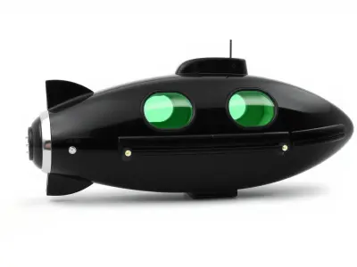 Futuristic Underwater Taxi Submarine with Green Portholes Low-poly 3D model