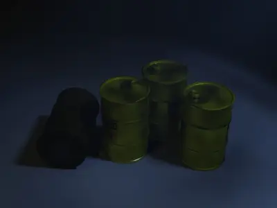 Yellow Barrel labeled biohazard highpoly and lowpoly Low-poly 3D model