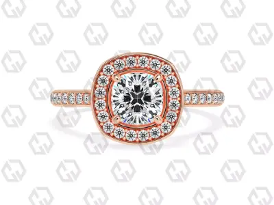 Ring 192 Cushion Shape Cathedral Halo pave set with Gems 3D print model