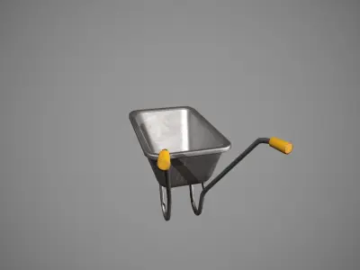 Metal - Yellow Wheelbarrow Low-poly 3D model