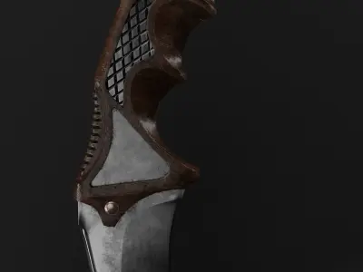 Karambit Knife Wooden Handle Low-Poly Low-poly 3D model